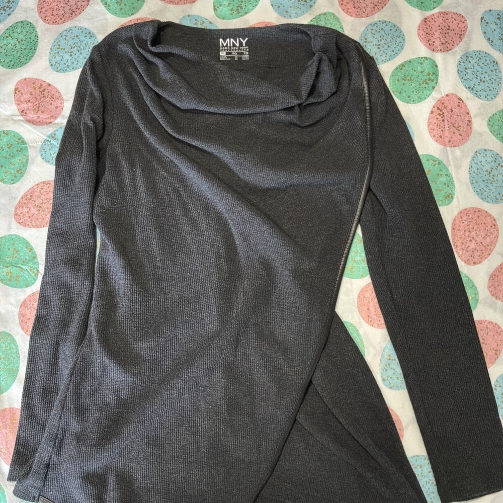 MNY Performance Asymmetrical Thermal Tunic Draped Cowl Neck PREPPY MODERN‎